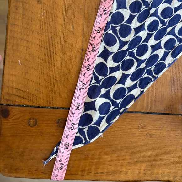 COACH Authentic Vintage Signature Blue Logo Silk Scarf - Picture 6 of 7